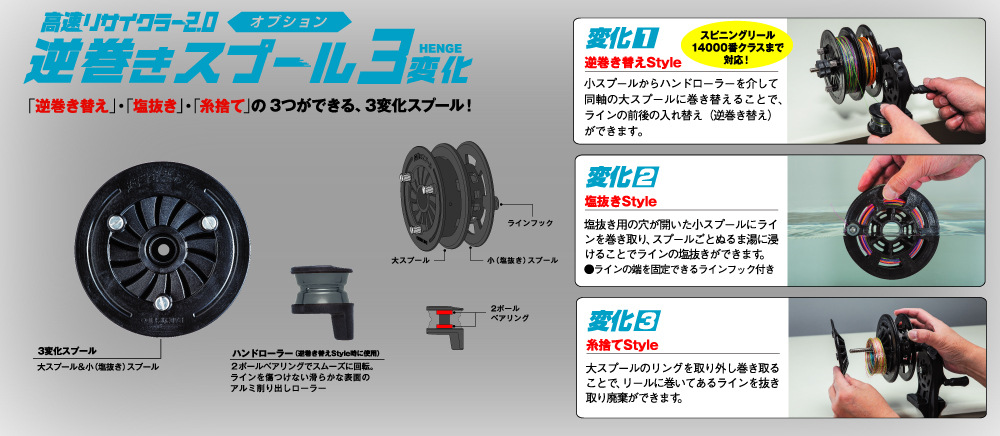 逆巻きスプール3変化